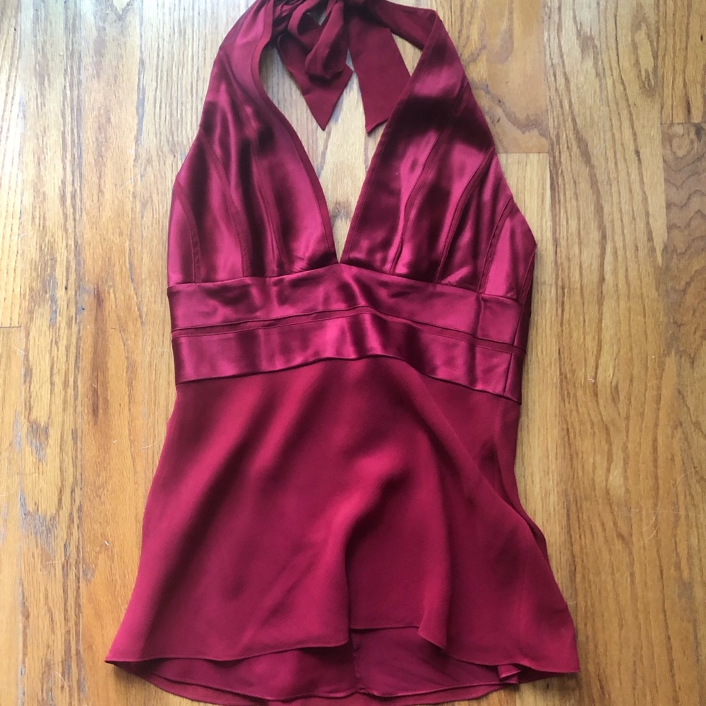 BCBG 100% Silk, Red Top